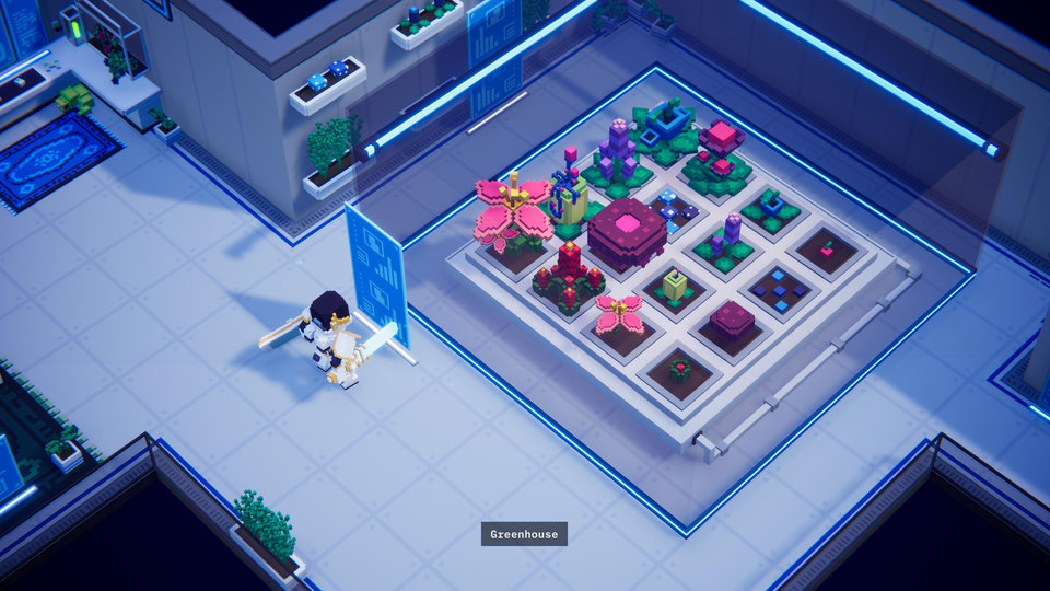 Hyperflora: the greenhouse, voxel plants in a grid of pods